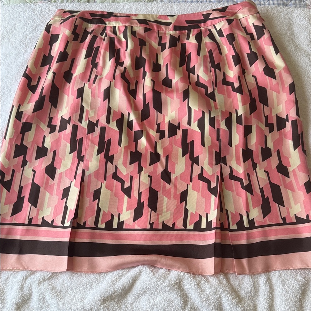 INC International Concepts Pink and Brown Patterned Midi Skirt